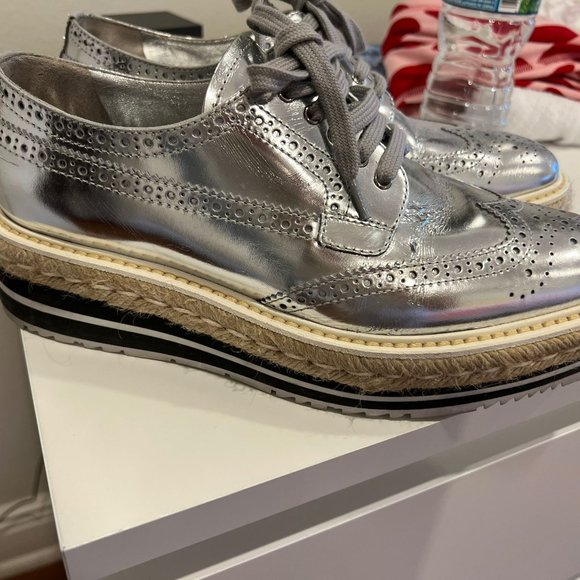 Prada Silver Platform Sneakers - Picture 4 of 7